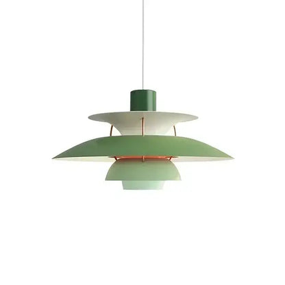 Green layered pendant light with modern tiered design and metallic accents for decorbites colorful umbrella pendant