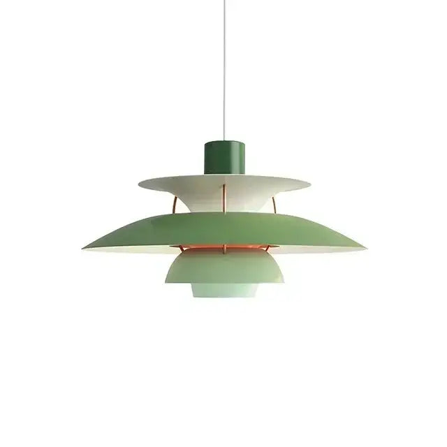 Green layered pendant light with modern tiered design and metallic accents for decorbites colorful umbrella pendant