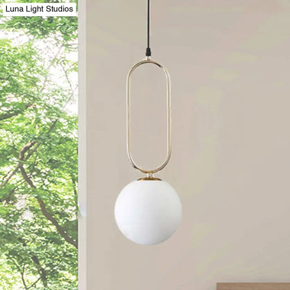 Modern Orb Milk Glass Pendant Light with Gold Finish - Ideal for Living Room