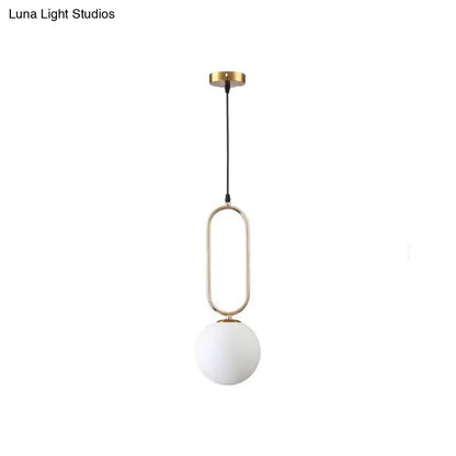 Modern Orb Milk Glass Pendant Light with Gold Finish - Ideal for Living Room