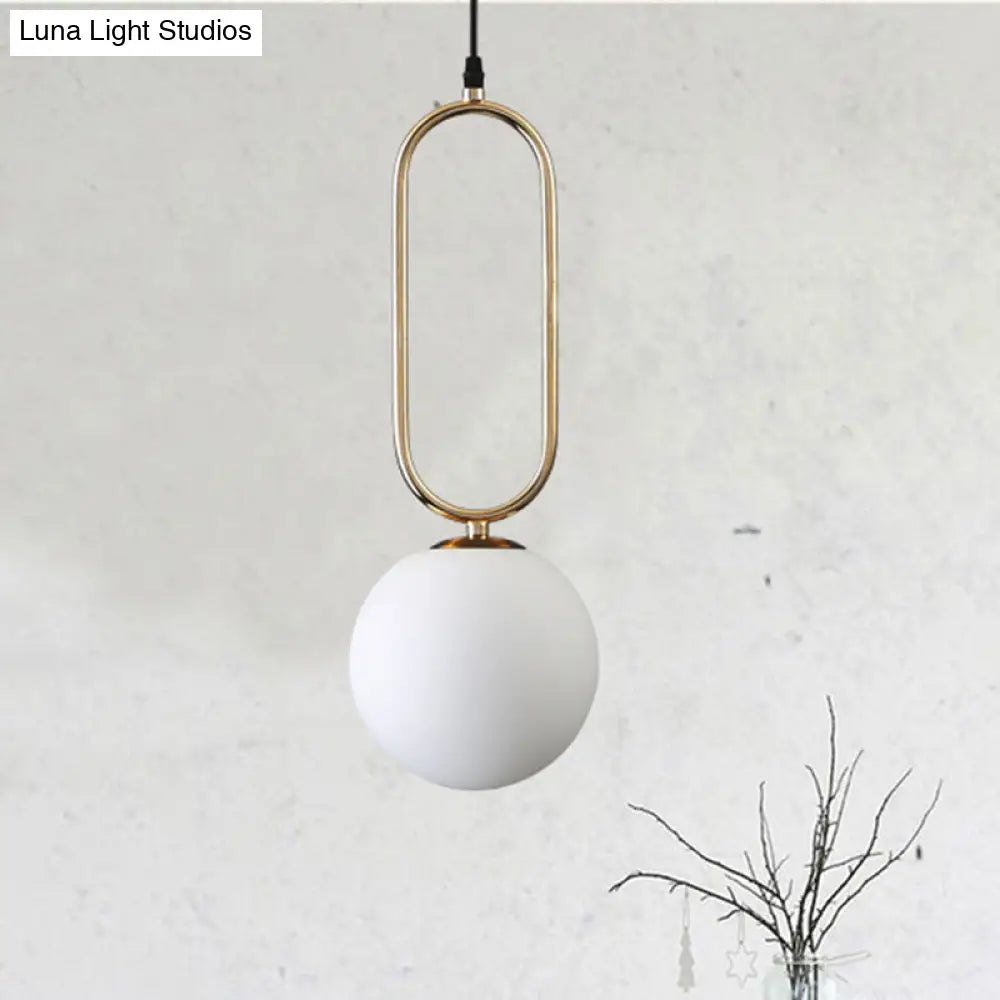 Modern Orb Milk Glass Pendant Light with Gold Finish - Ideal for Living Room