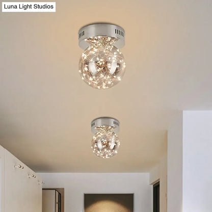 DecorBites™ DecorBites™ Modern Orb Smoke Grey Glass LED Flush Mount Ceiling Light with Inner Glowing String