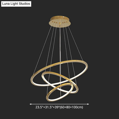 Modern Orbicular Chandelier Lamp - Metallic Simplicity Hanging Light for Living Room