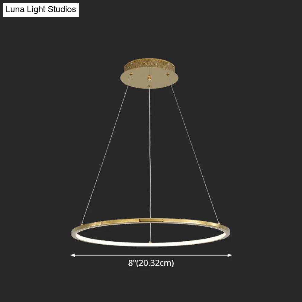 Modern Orbicular Chandelier Lamp - Metallic Simplicity Hanging Light for Living Room