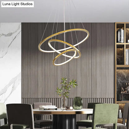 Modern Orbicular Chandelier Lamp - Metallic Simplicity Hanging Light for Living Room