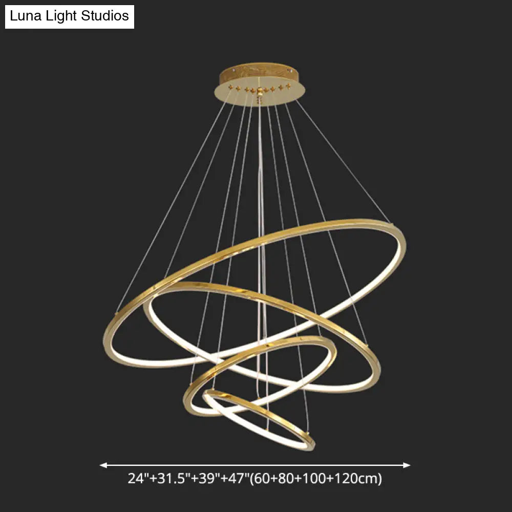 Modern Orbicular Chandelier Lamp - Metallic Simplicity Hanging Light for Living Room