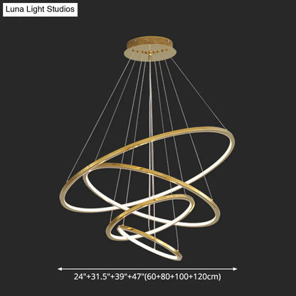 Modern Orbicular Chandelier Lamp - Metallic Simplicity Hanging Light for Living Room