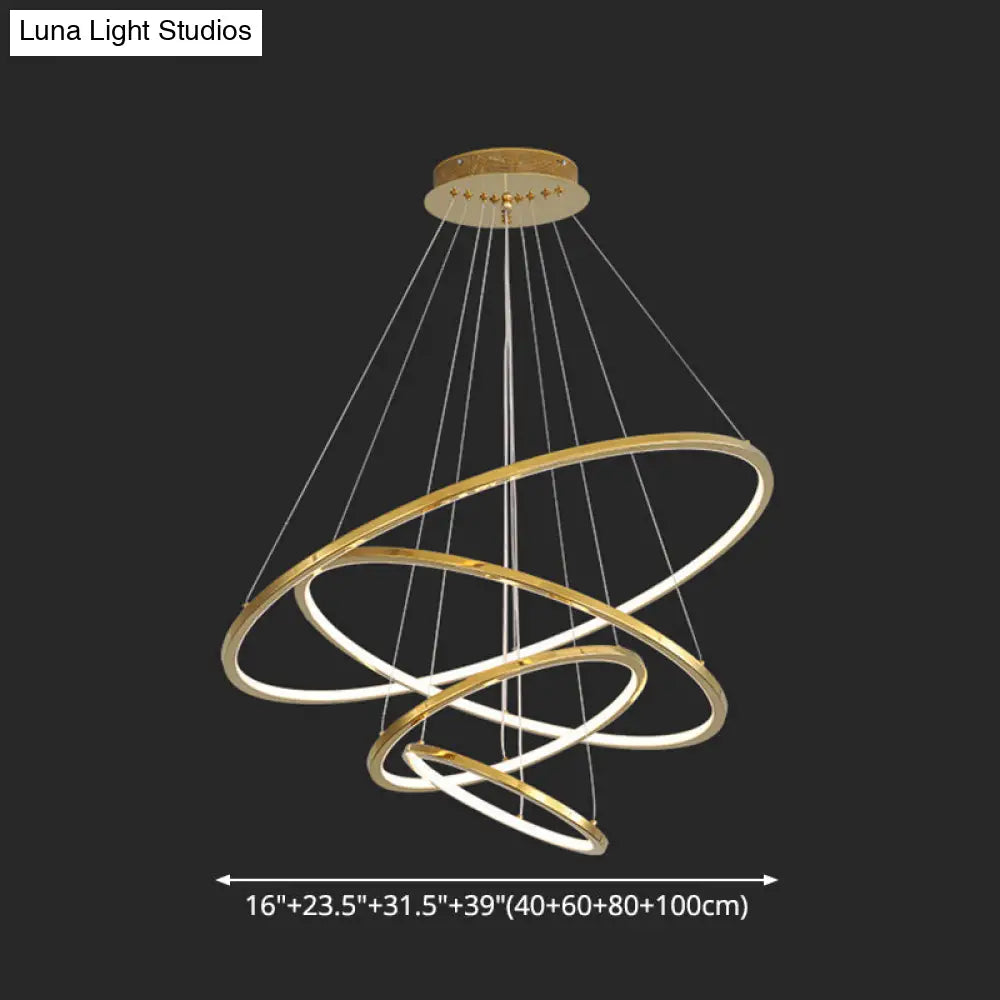 Modern Orbicular Chandelier Lamp - Metallic Simplicity Hanging Light for Living Room