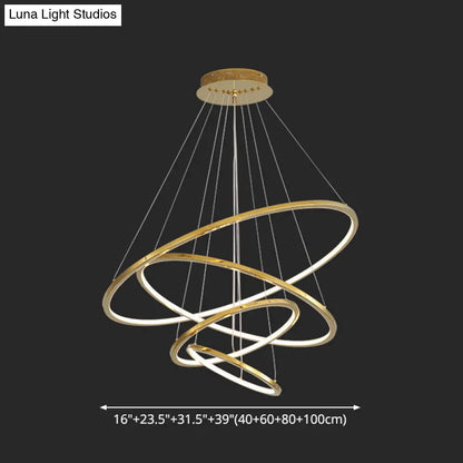 Modern Orbicular Chandelier Lamp - Metallic Simplicity Hanging Light for Living Room