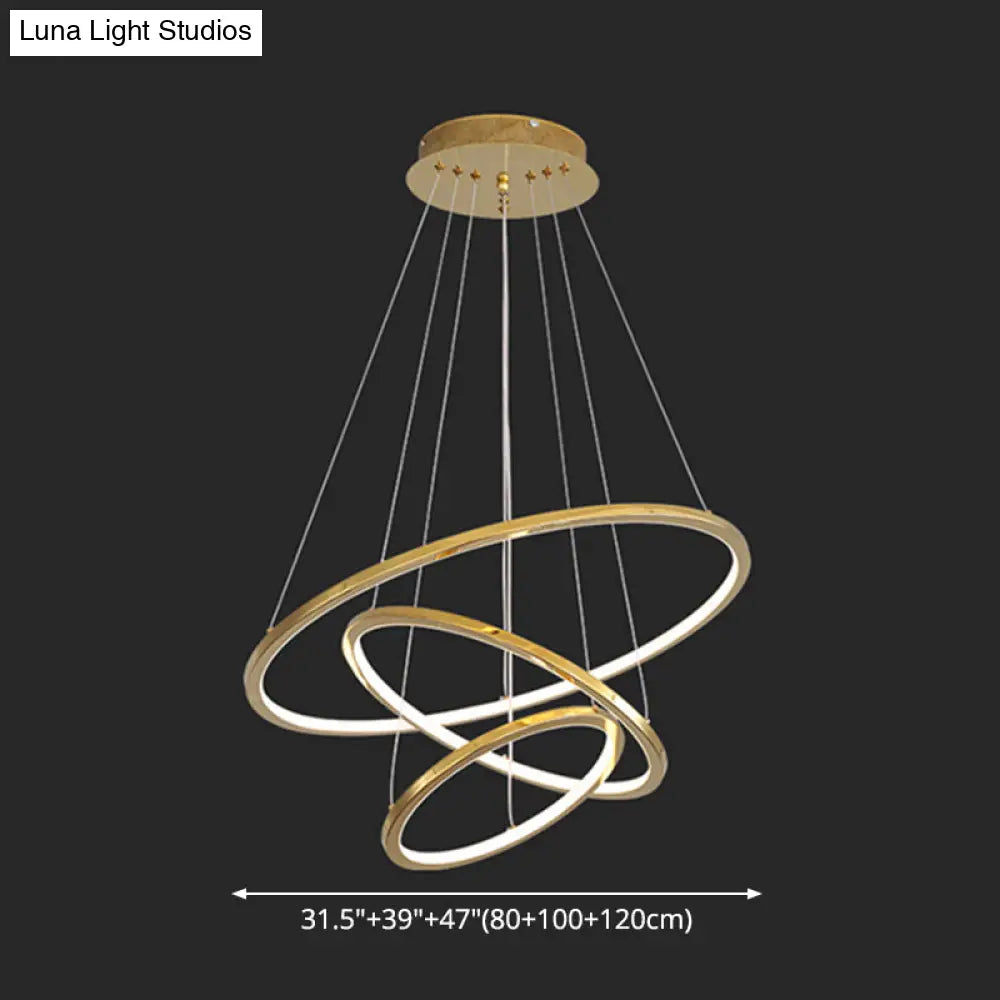 Modern Orbicular Chandelier Lamp - Metallic Simplicity Hanging Light for Living Room