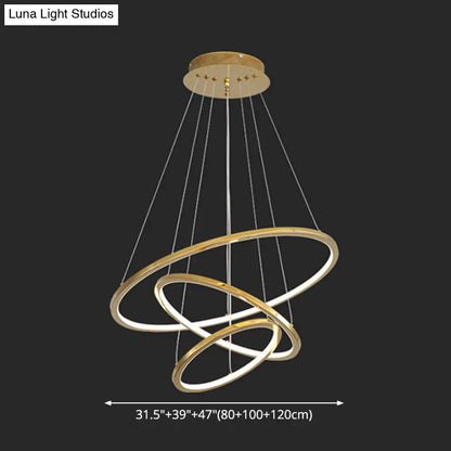 Modern Orbicular Chandelier Lamp - Metallic Simplicity Hanging Light for Living Room