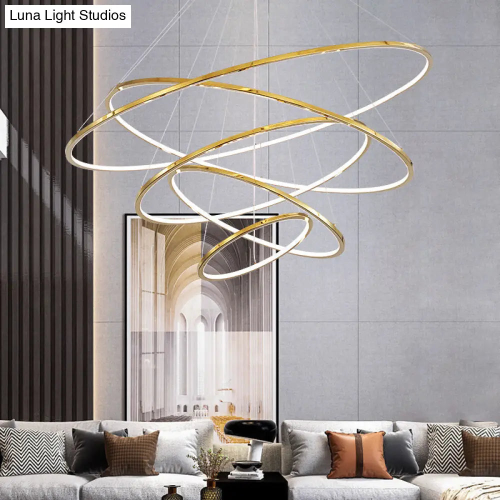 Modern Orbicular Chandelier Lamp - Metallic Simplicity Hanging Light for Living Room