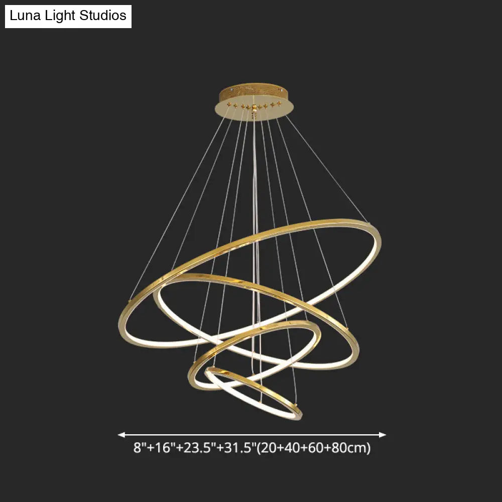 Modern Orbicular Chandelier Lamp - Metallic Simplicity Hanging Light for Living Room