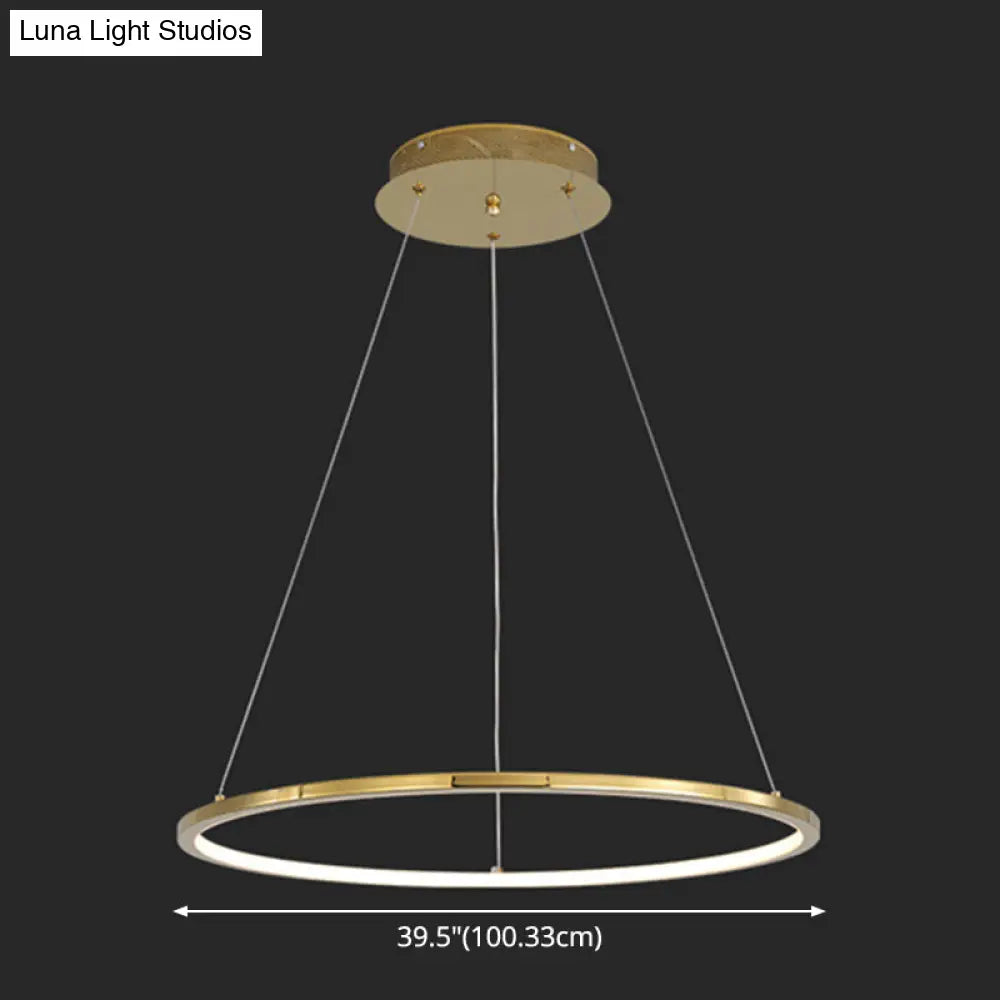 Modern Orbicular Chandelier Lamp - Metallic Simplicity Hanging Light for Living Room