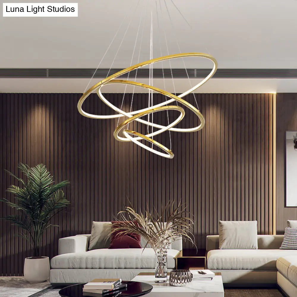 Modern Orbicular Chandelier Lamp - Metallic Simplicity Hanging Light for Living Room