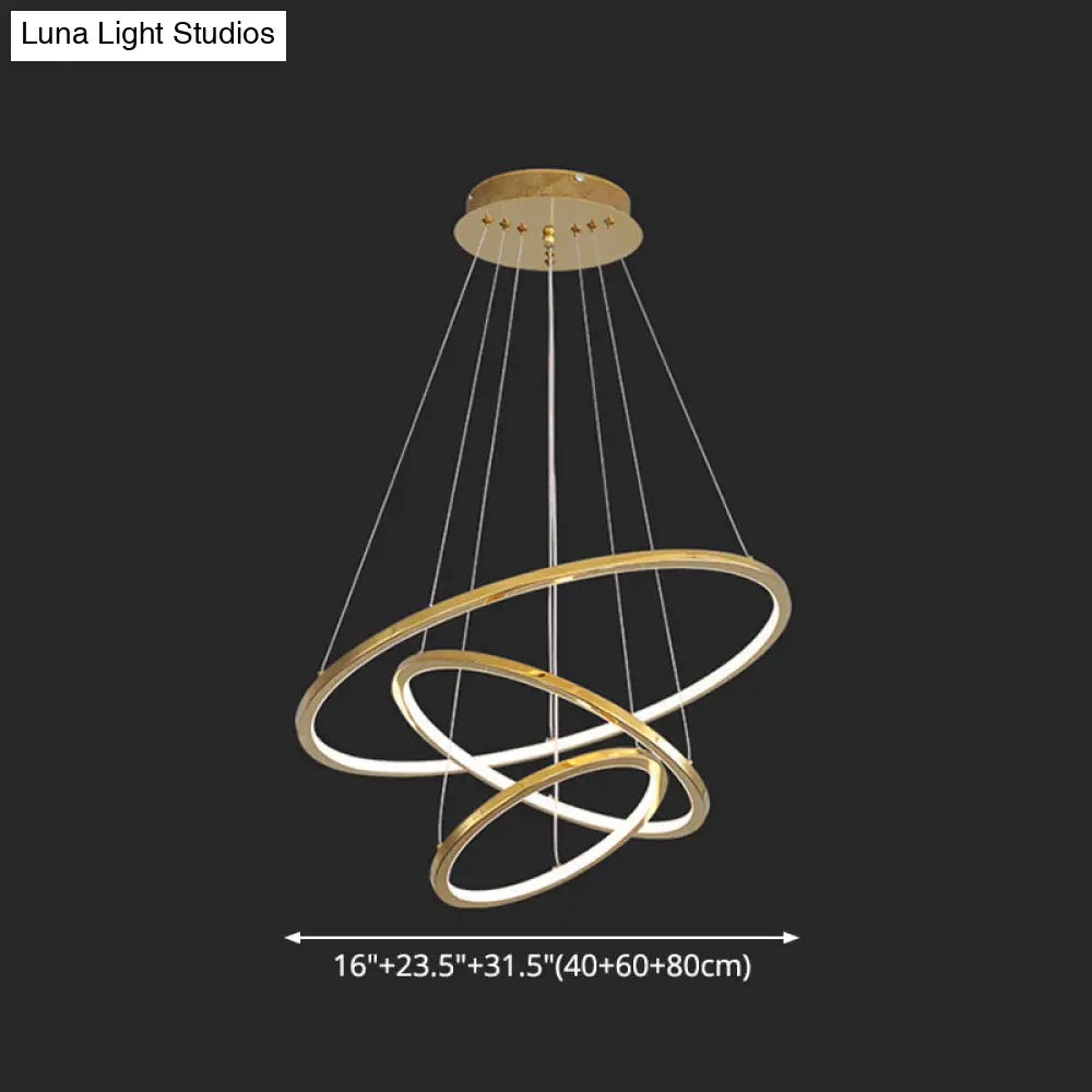 Modern Orbicular Chandelier Lamp - Metallic Simplicity Hanging Light for Living Room