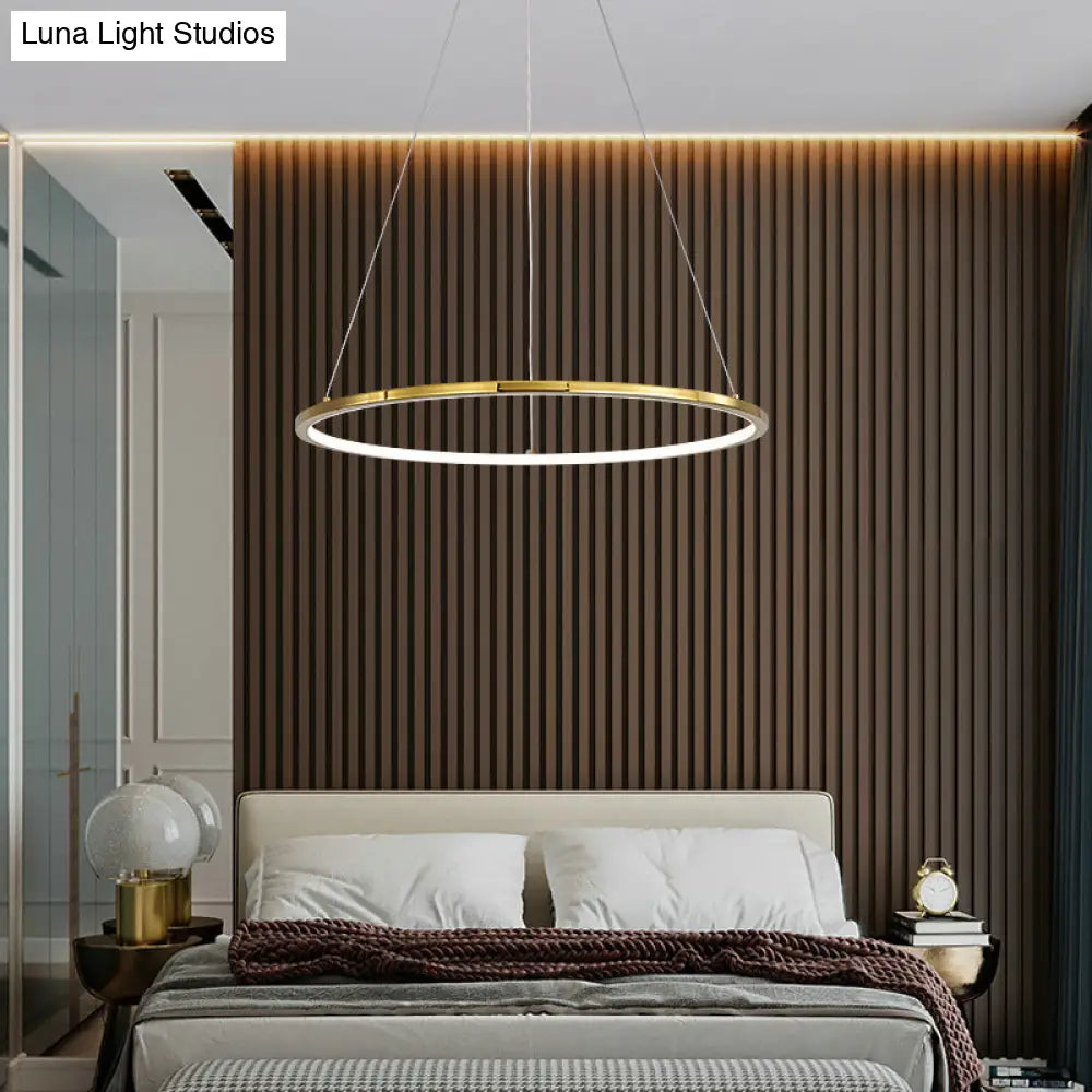 Modern Orbicular Chandelier Lamp - Metallic Simplicity Hanging Light for Living Room