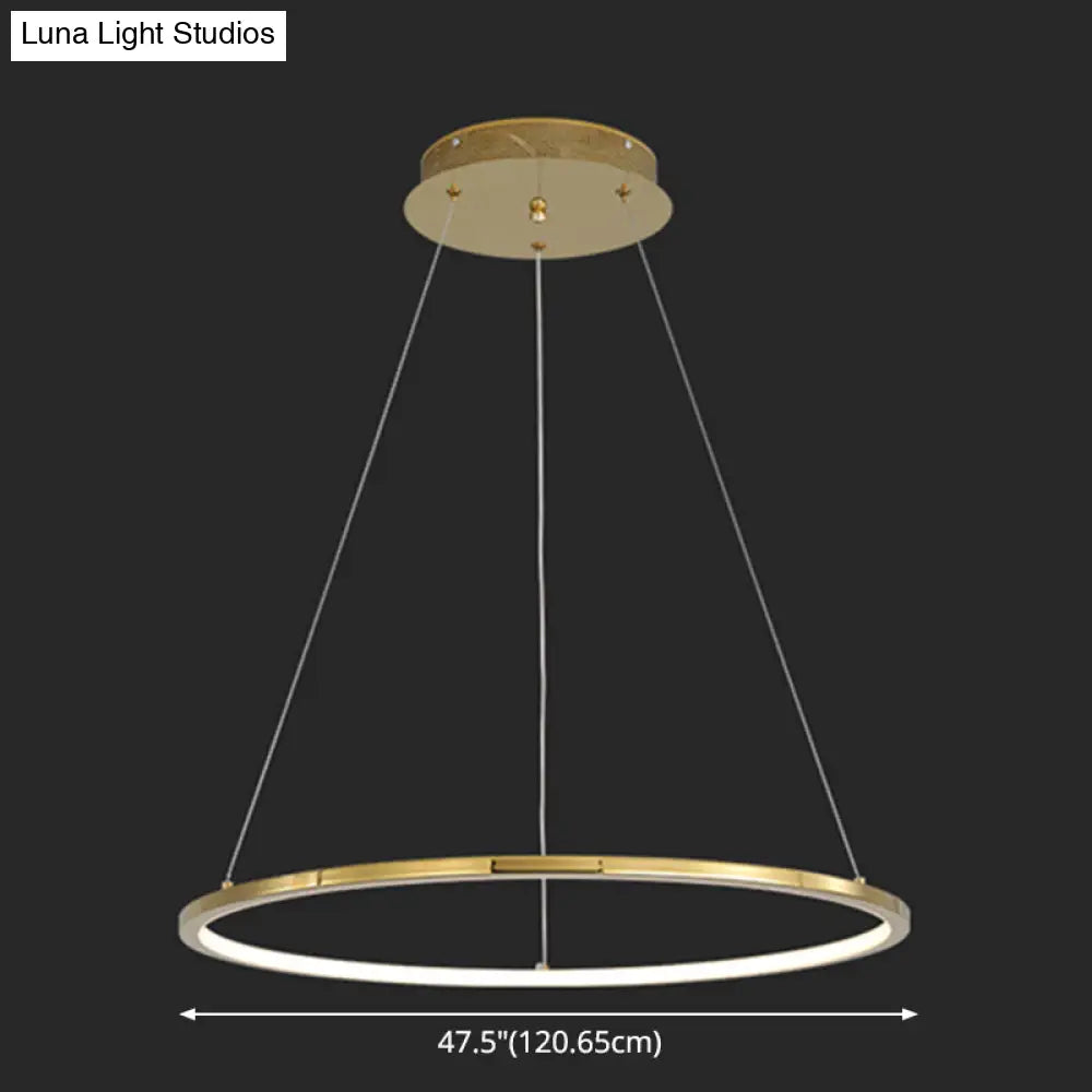 Modern Orbicular Chandelier Lamp - Metallic Simplicity Hanging Light for Living Room