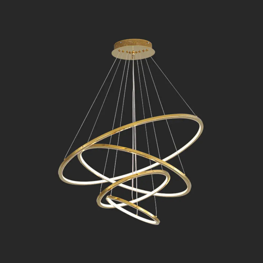 Modern Orbicular Chandelier Lamp - Metallic Simplicity Hanging Light for Living Room