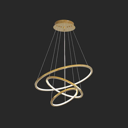 Modern Orbicular Chandelier Lamp - Metallic Simplicity Hanging Light for Living Room