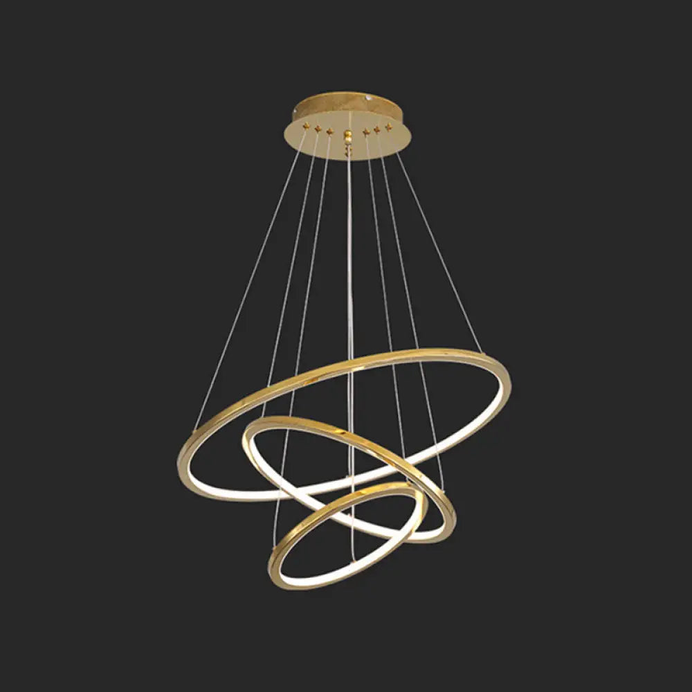 Modern Orbicular Chandelier Lamp - Metallic Simplicity Hanging Light for Living Room