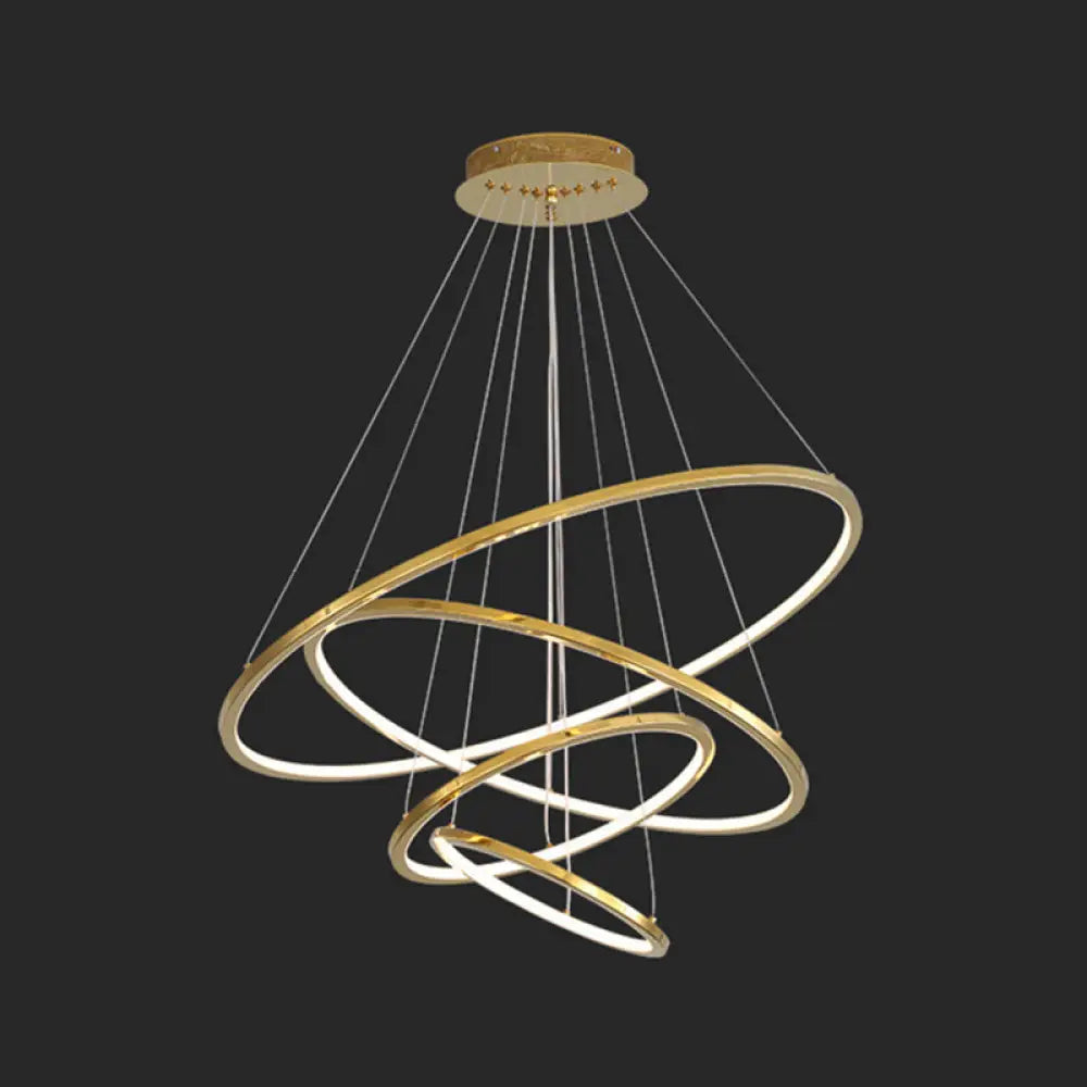 Modern Orbicular Chandelier Lamp - Metallic Simplicity Hanging Light for Living Room