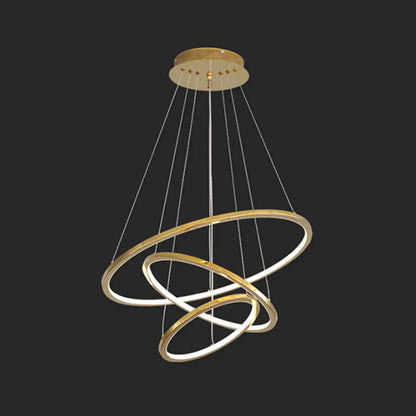 Modern Orbicular Chandelier Lamp - Metallic Simplicity Hanging Light for Living Room