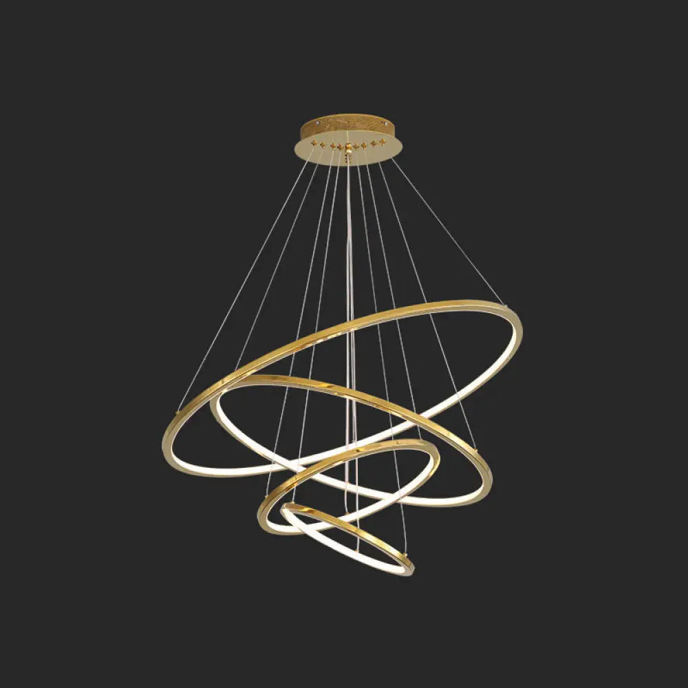 Modern Orbicular Chandelier Lamp - Metallic Simplicity Hanging Light for Living Room