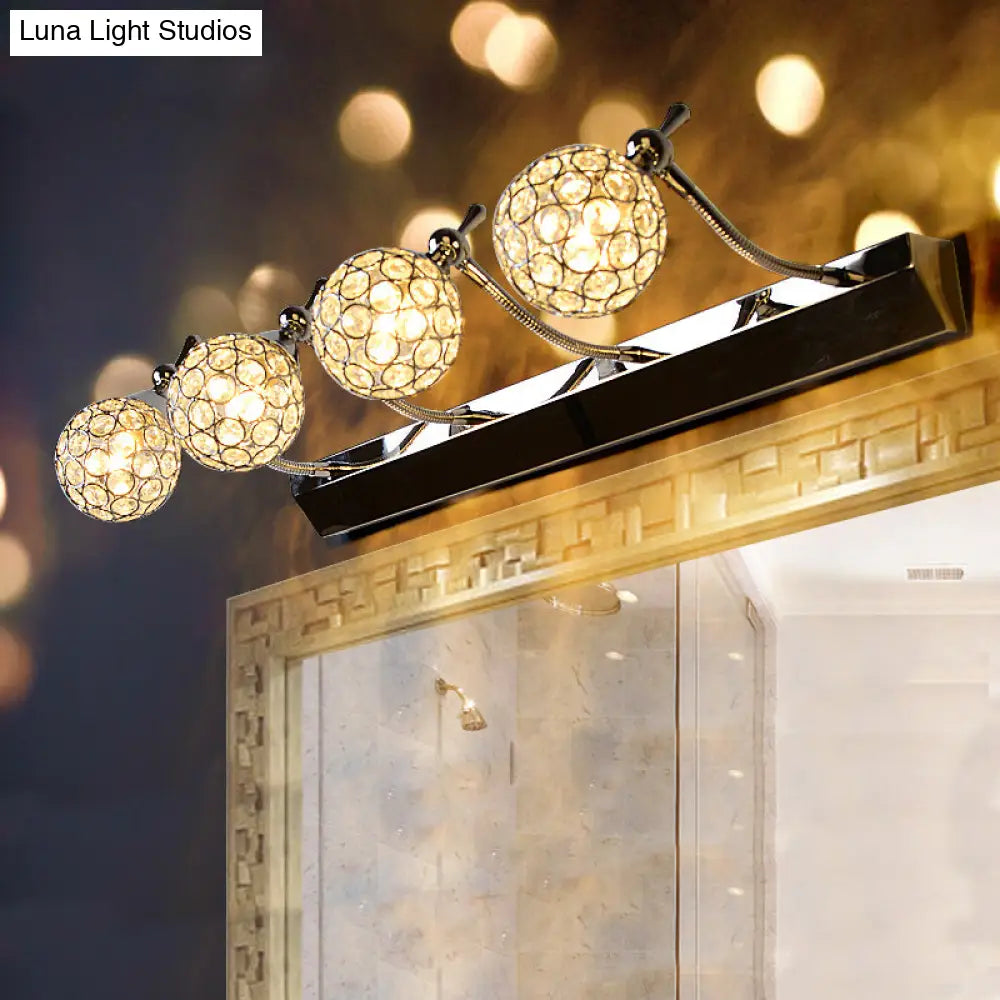 DecorBites™ DecorBites™ Modern Orbit Wall Sconce with Clear Crystal & 3/4 Lights in Black Finish – Warm/White Vanity Mirror Light