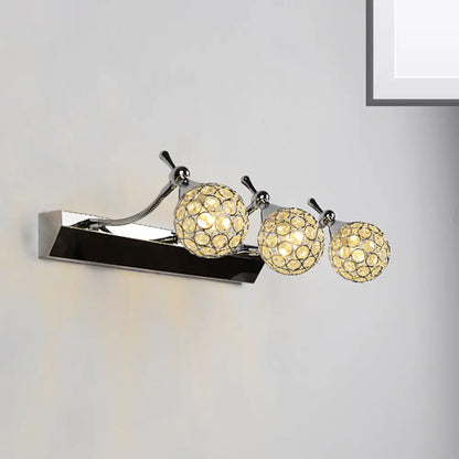 DecorBites™ DecorBites™ Modern Orbit Wall Sconce with Clear Crystal & 3/4 Lights in Black Finish – Warm/White Vanity Mirror Light