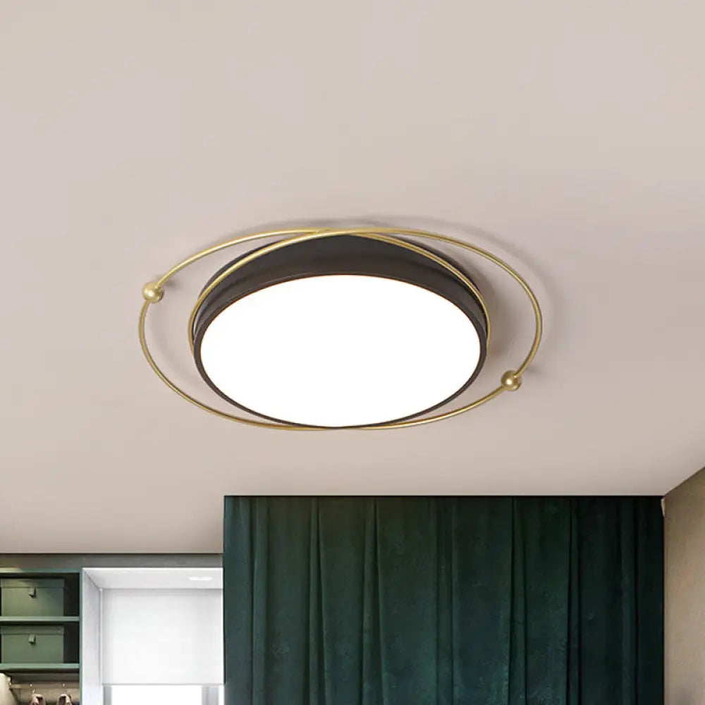DecorBites™ DecorBites™ Modern Orbital Metal Flush Mount LED Ceiling Light in Black-Gold, Warm/White - 16"/19.5" Wide