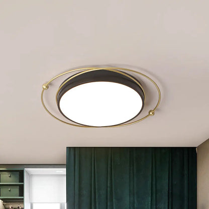 DecorBites™ DecorBites™ Modern Orbital Metal Flush Mount LED Ceiling Light in Black-Gold, Warm/White - 16"/19.5" Wide