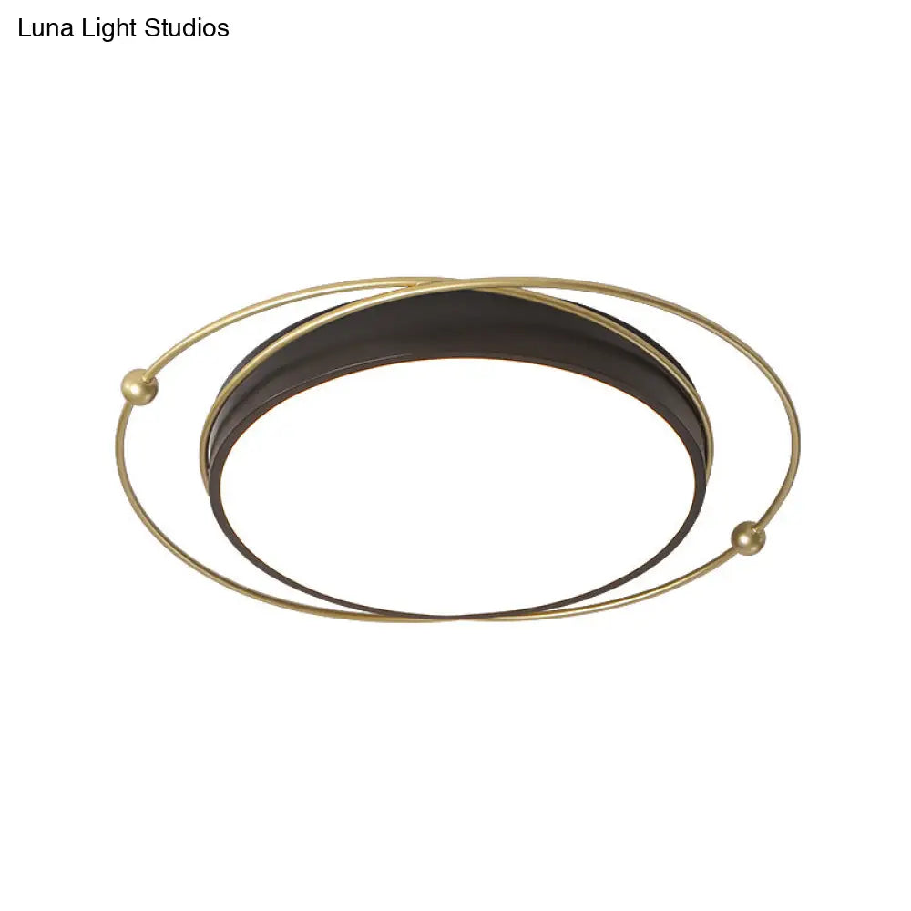 DecorBites™ DecorBites™ Modern Orbital Metal Flush Mount LED Ceiling Light in Black-Gold, Warm/White - 16"/19.5" Wide