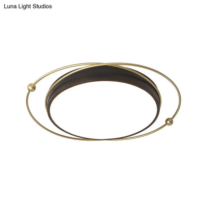 DecorBites™ DecorBites™ Modern Orbital Metal Flush Mount LED Ceiling Light in Black-Gold, Warm/White - 16"/19.5" Wide