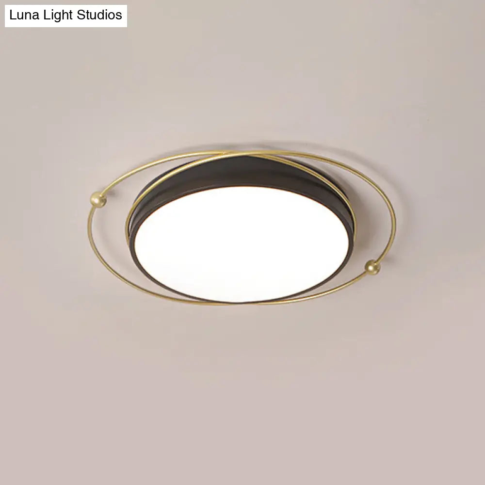 DecorBites™ DecorBites™ Modern Orbital Metal Flush Mount LED Ceiling Light in Black-Gold, Warm/White - 16"/19.5" Wide