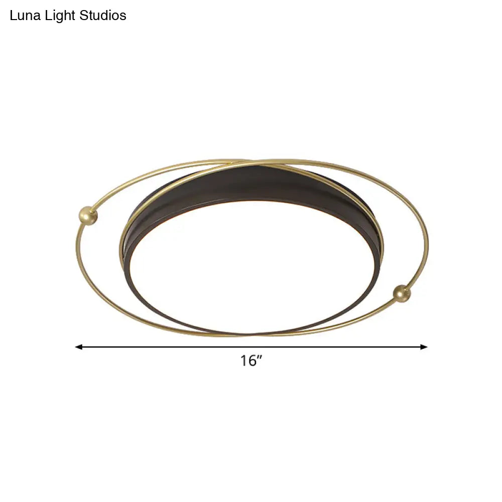 DecorBites™ DecorBites™ Modern Orbital Metal Flush Mount LED Ceiling Light in Black-Gold, Warm/White - 16"/19.5" Wide