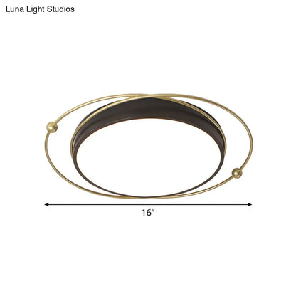 DecorBites™ DecorBites™ Modern Orbital Metal Flush Mount LED Ceiling Light in Black-Gold, Warm/White - 16"/19.5" Wide