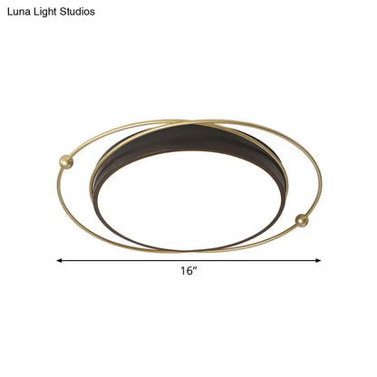DecorBites™ DecorBites™ Modern Orbital Metal Flush Mount LED Ceiling Light in Black-Gold, Warm/White - 16"/19.5" Wide