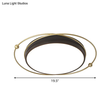 DecorBites™ DecorBites™ Modern Orbital Metal Flush Mount LED Ceiling Light in Black-Gold, Warm/White - 16"/19.5" Wide