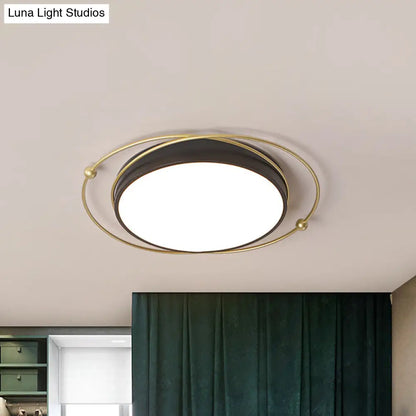 DecorBites™ DecorBites™ Modern Orbital Metal Flush Mount LED Ceiling Light in Black-Gold, Warm/White - 16"/19.5" Wide