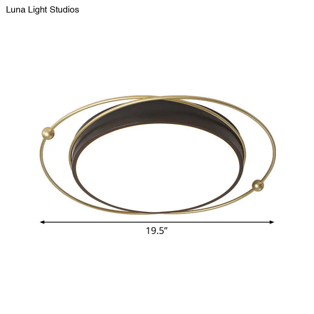DecorBites™ DecorBites™ Modern Orbital Metal Flush Mount LED Ceiling Light in Black-Gold, Warm/White - 16"/19.5" Wide