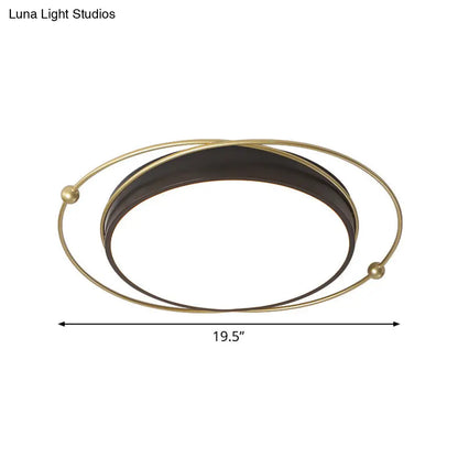 DecorBites™ DecorBites™ Modern Orbital Metal Flush Mount LED Ceiling Light in Black-Gold, Warm/White - 16"/19.5" Wide