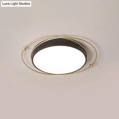 DecorBites™ DecorBites™ Modern Orbital Metal Flush Mount LED Ceiling Light in Black-Gold, Warm/White - 16"/19.5" Wide
