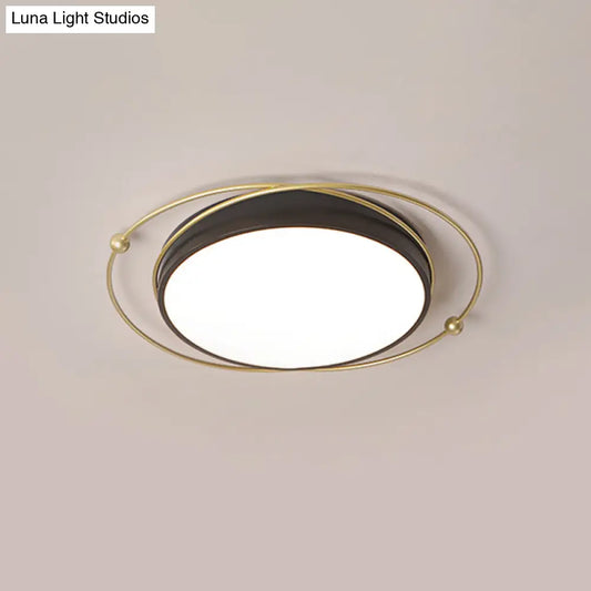 DecorBites™ DecorBites™ Modern Orbital Metal Flush Mount LED Ceiling Light in Black-Gold, Warm/White - 16"/19.5" Wide