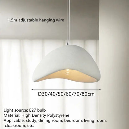 Modern organic off-white cloud pendant lamp made of high density polystyrene with adjustable wire by decorbites handmade led chandelier