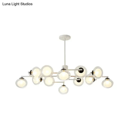 DecorBites modern oval shade island light with multiple spherical glass shades and chrome accents in black white