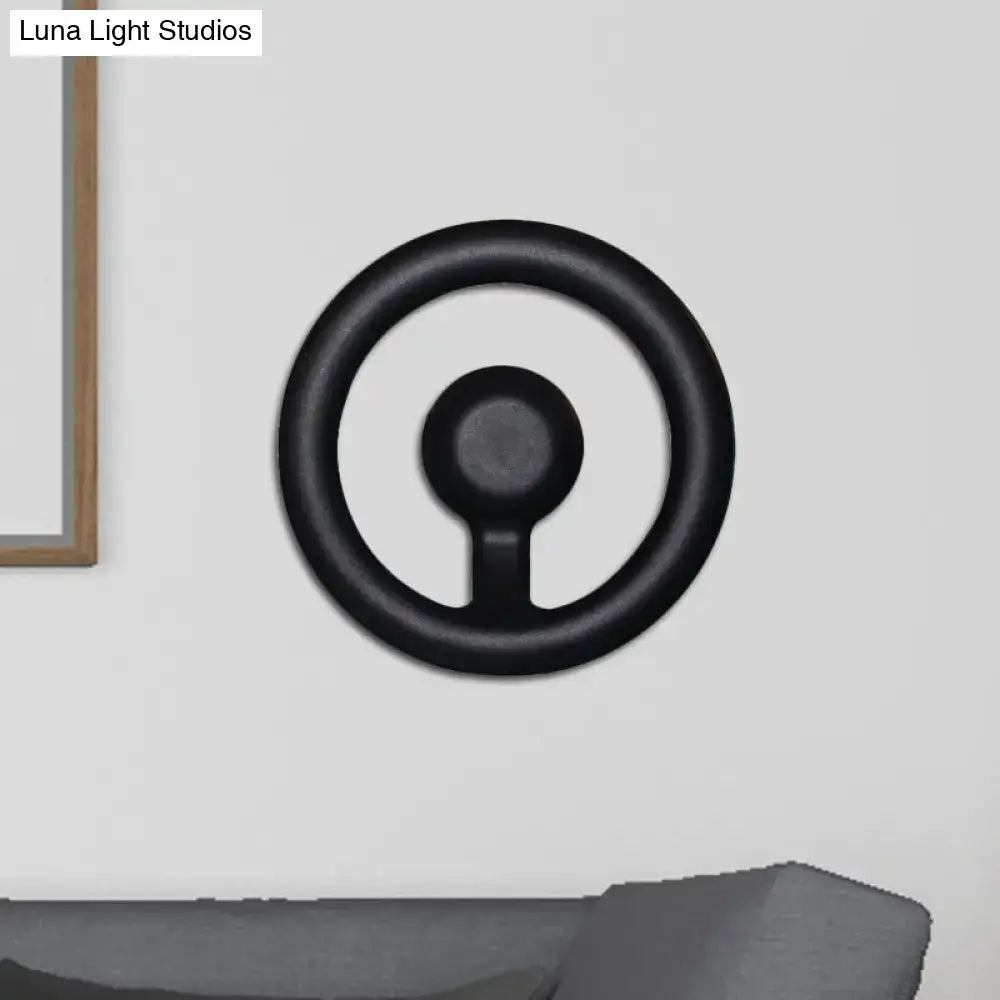 Black circular wall-mounted steering wheel decor featured with modern oval black white led mirror bedroom wall light 110v-120v
