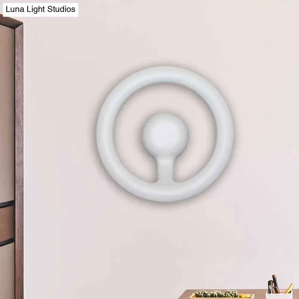 Modern oval black and white led mirror bedroom wall light 110v-120v with white circular minimalist wall-mounted fixture