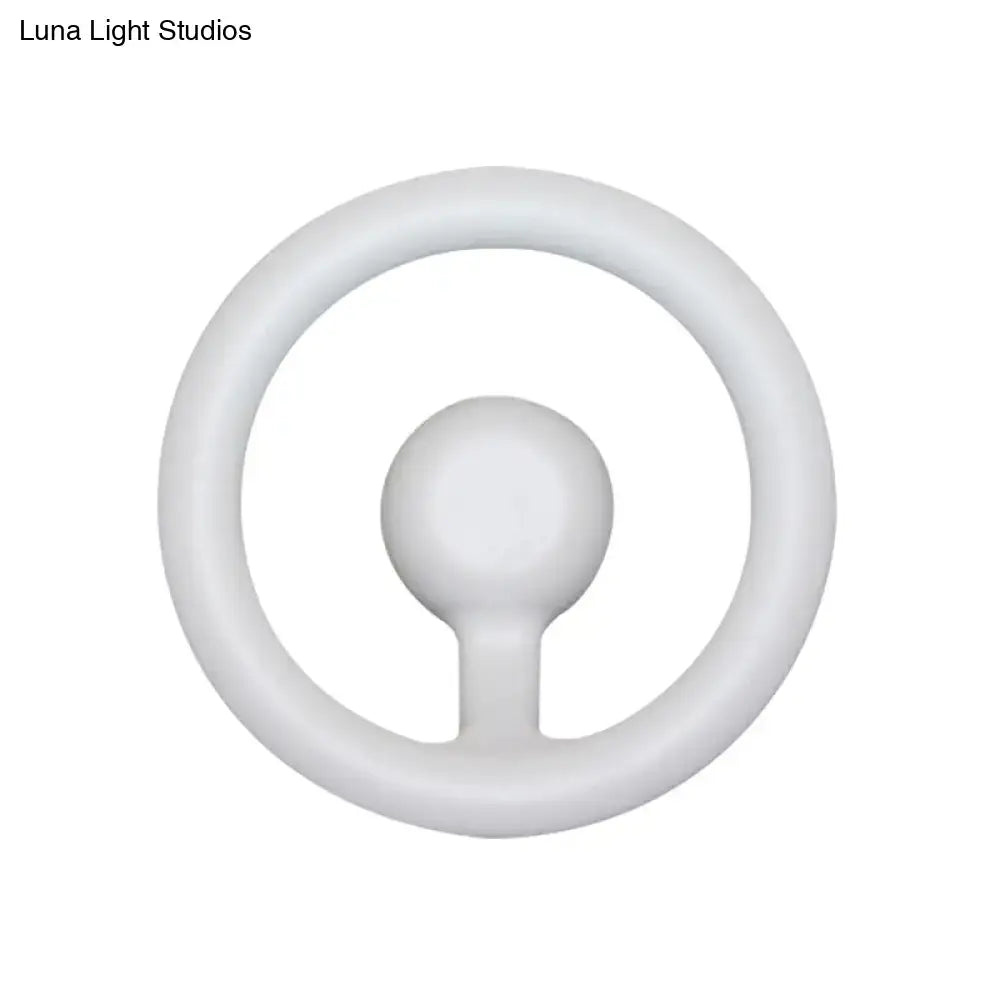 White silicone ring with rounded bulbous center attached by short stem for modern oval black white led mirror wall light 110v-120v