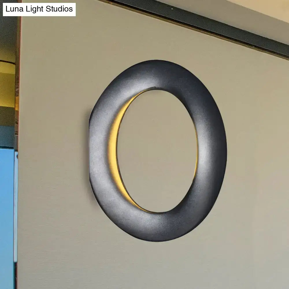 Modern oval black white led mirror bedroom wall sconce with warm yellow glow 110v-120v maximum bulb wattage